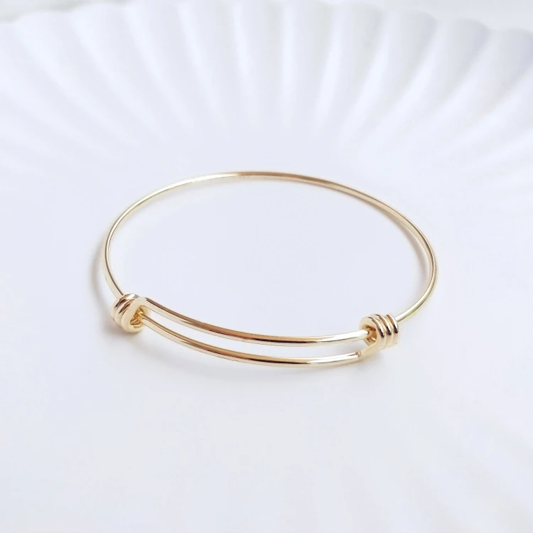 Simple Style Adjustable Bracelet Circle Color Preserving Copper Gold Plated Bangle For Jewelry DIY