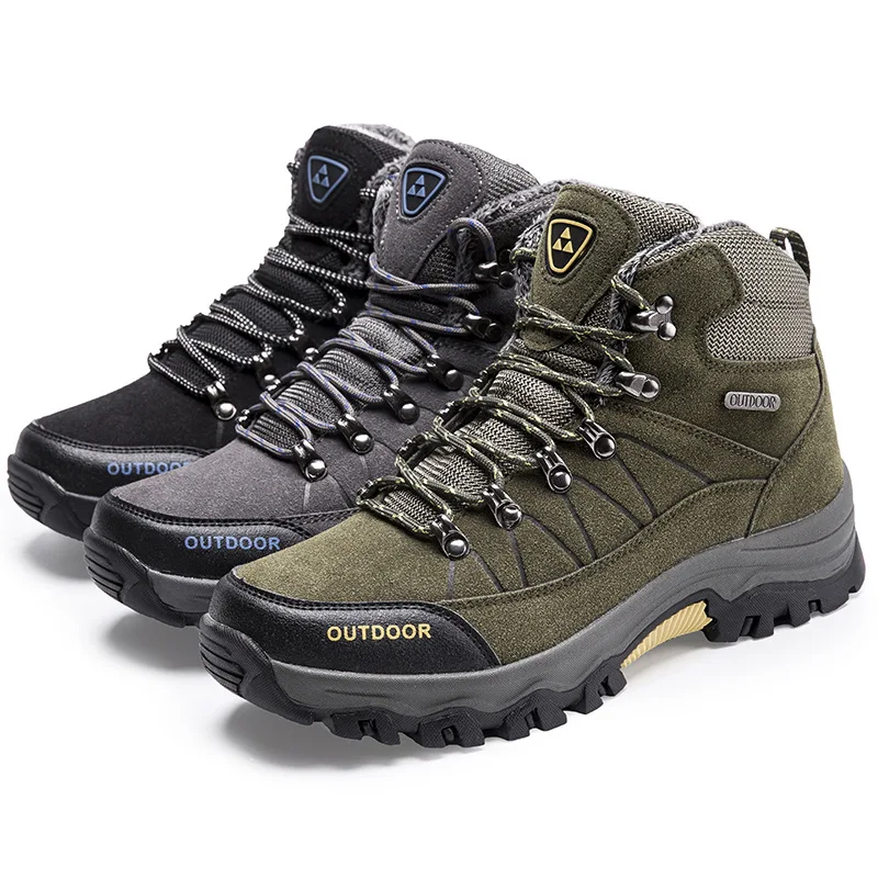 

Mens Climbing Mountain Boots Outdoor Waterproof Anti-slip Trekking Mountaineer Shoes man Hiking shoe, As picture shown