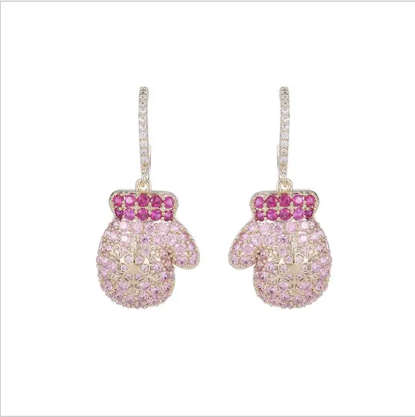 

High quality personality Earrings 925 silver color Zircon gloves earrings for women free shipping cute earrings