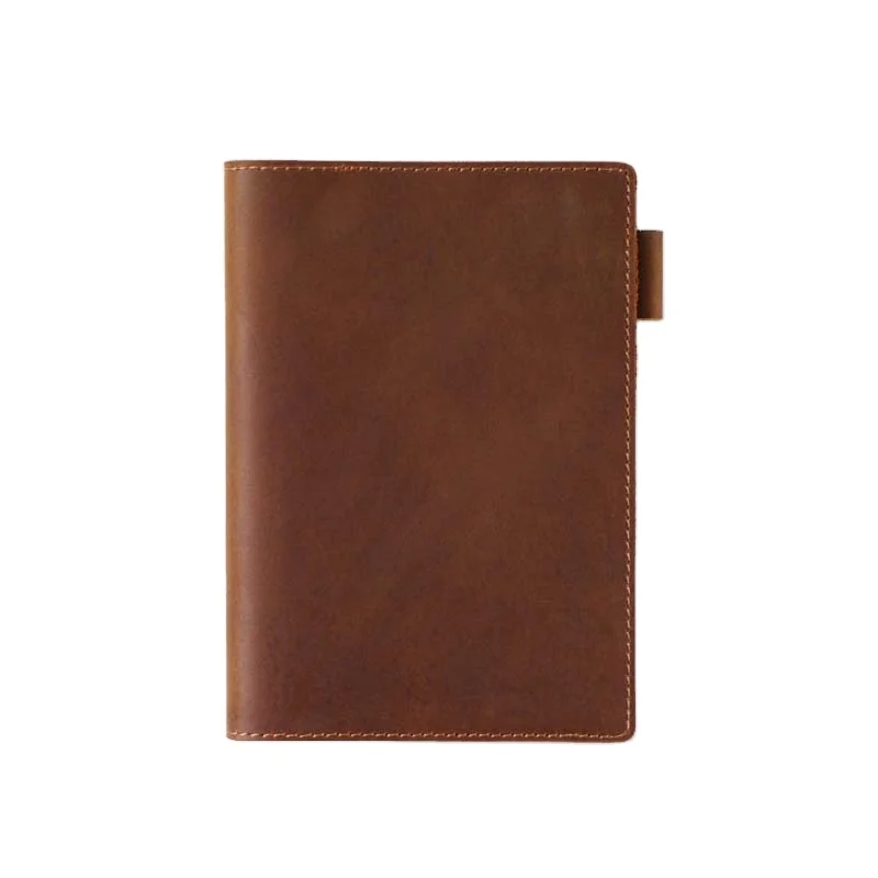 Top Layer Cowhide Hardcover A6 Library Retro Crazy Horse Leather Protective Cover Manual Notepad Gift