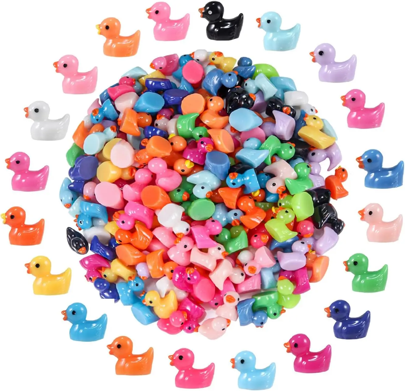 Multicolor Miniature Figures Mini Resin Ducks DIY Garden Doll's House Tiny Duck Decoration Ornament Accessories