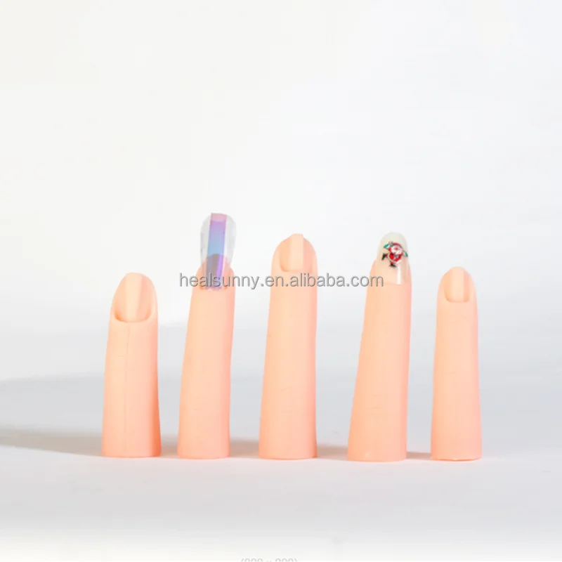 

Movable Flexible Fake Silicone Fingers for Nails Training Practice Finger Nails False for Salon, Skin color