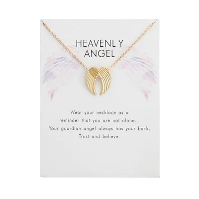 

Hot selling wish girl simple angel wing elegant alloy gold silver plated card ins style chain women necklace