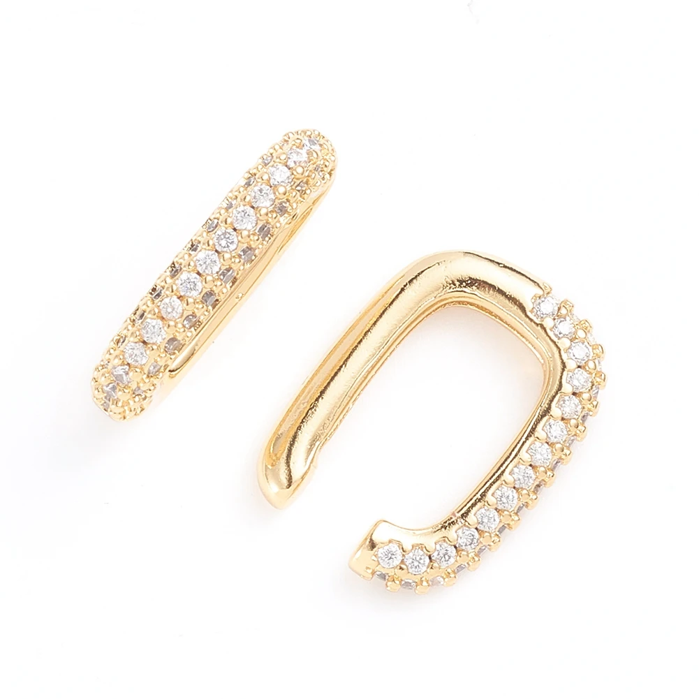 

PandaHall Rectangle Clear Brass Cubic Zircon Cuff Earrings