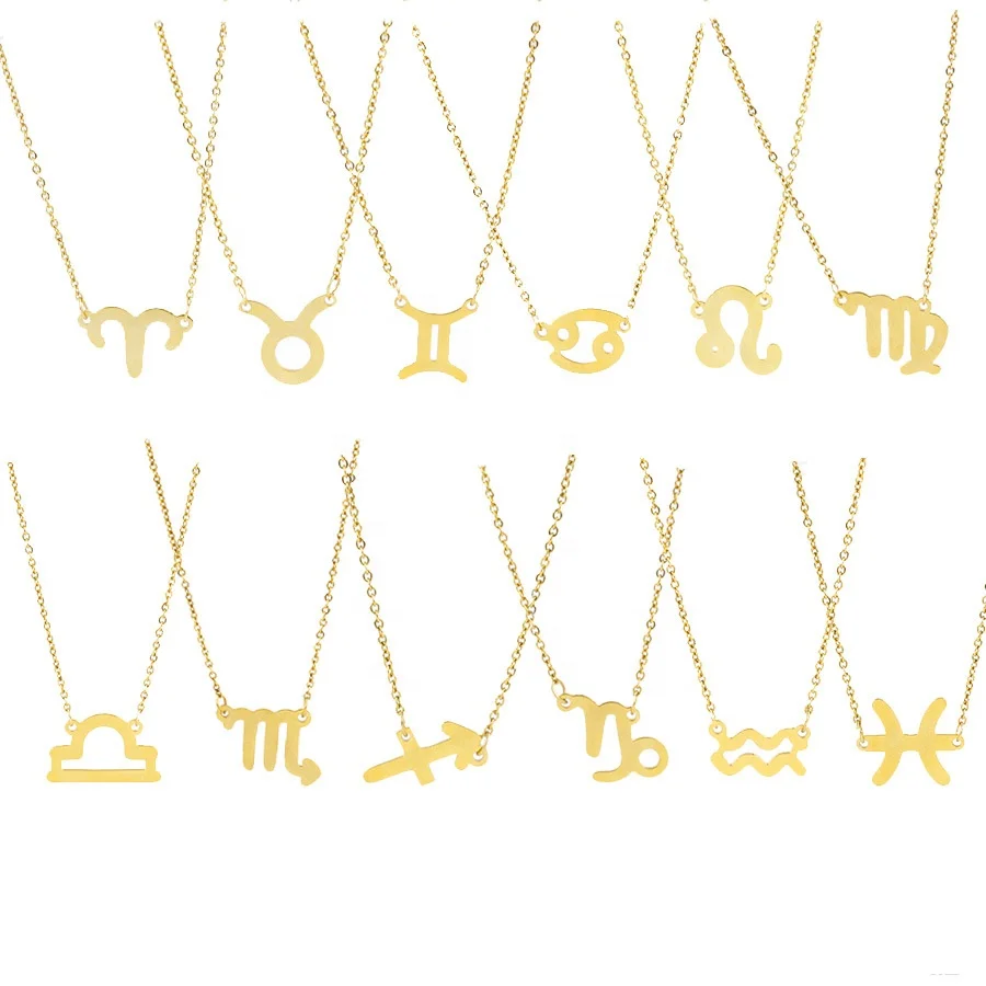 

MECYLIFE Geometric Laser Cut Hollow Zodiac Sign Necklace Stainless Steel Horoscope Jewelry Zodiac Necklace, Gold