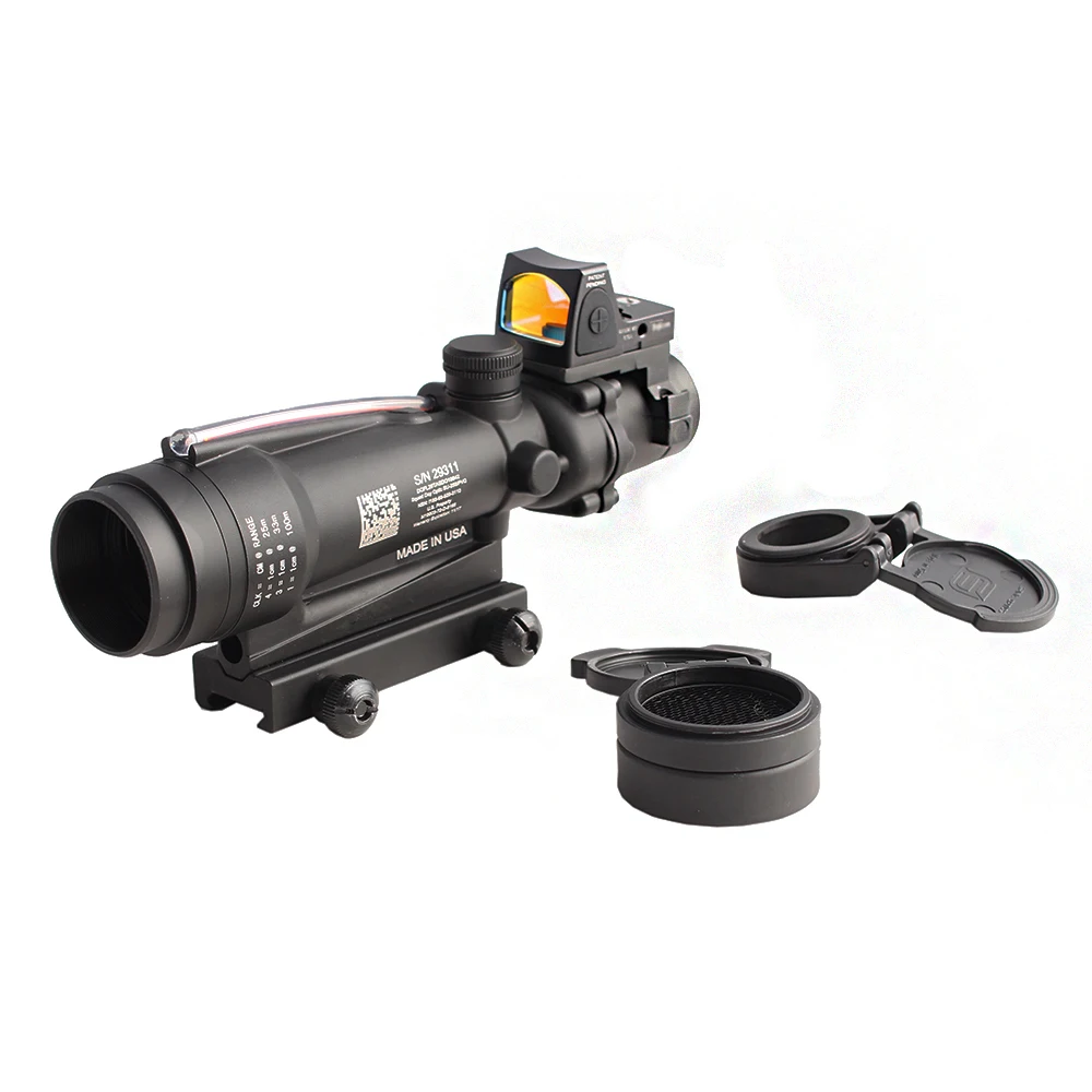 

Tactical hunting Trljicon ACOG TA11 SDO-CP 3.5X35 rifle Scope Red fiber with RMR red Dot Sight, Black