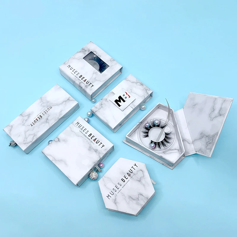 

Empty Marble Velvet Custom logo Magnetic paper cardboard Lash eyelash Cases