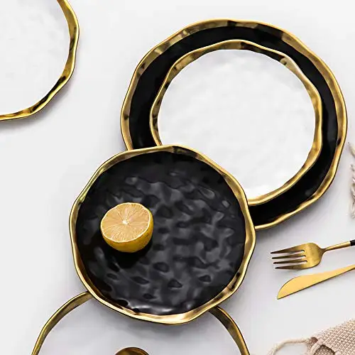 

Charger plate ceramic dinner plate with gold edges decorative plate with gold rim