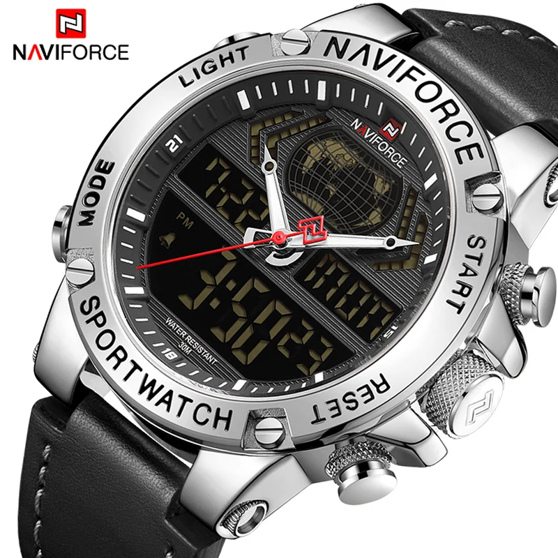 NAVIFORCE New Luxury Men Waterproof Sport Quartz Watches Men fashion Business Watch LED Double display Clock Relogio Masculino