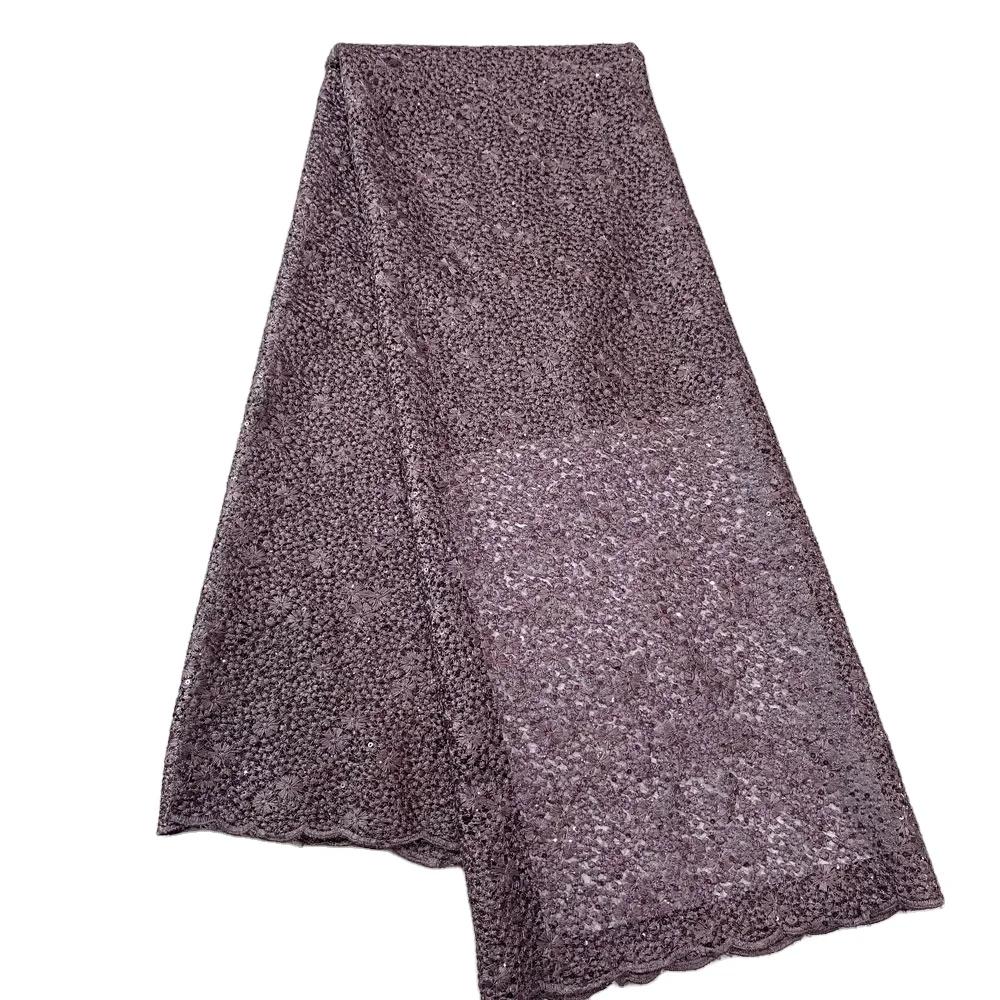 

Nigeria lace fabrics purple sequins french lace material, Accept customized color