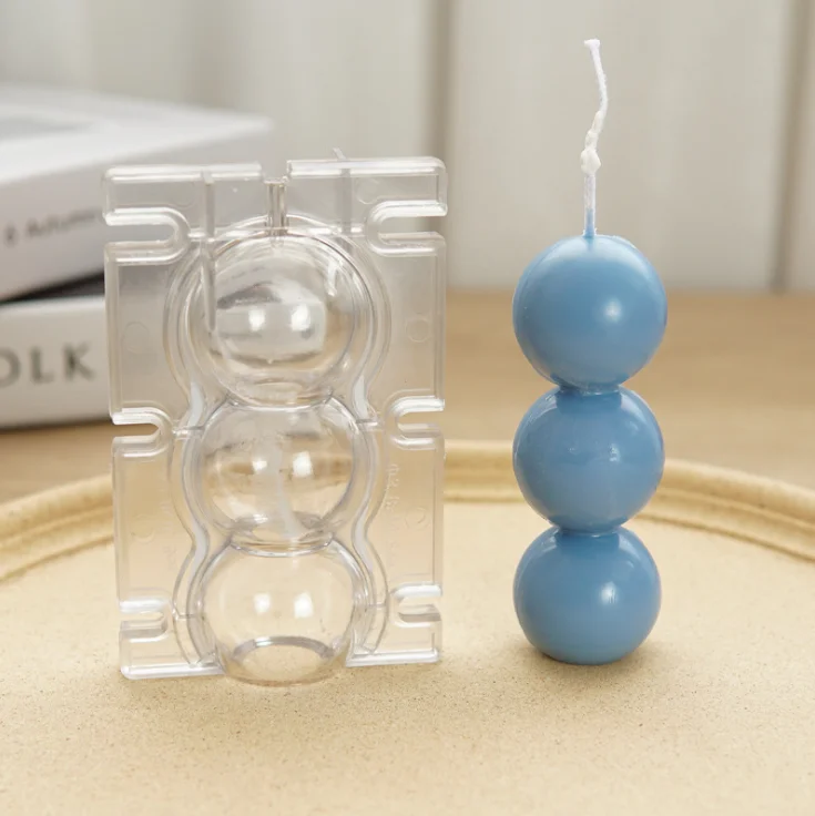

SZ335 Connected 3 round ball geometric Candle Mold DIY Aromatherapy Candle plastic Mold for candle making, Random
