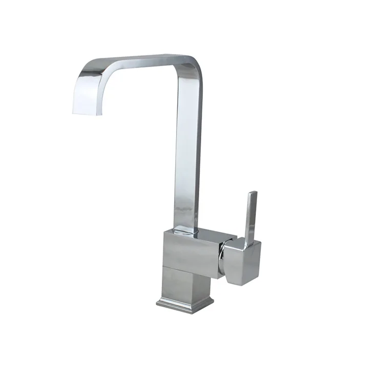 Chaozhou chrome plated modern ceramic valve core brass square kitchen sink faucet manufacture