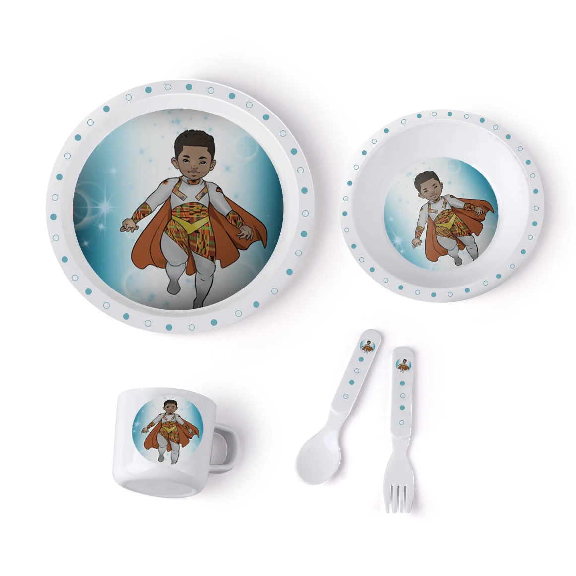 

Pp Tableware Kids Food Grade Plastic PP Christmas Tableware Child Dinnerware Set Kids Tableware With Cutlery Set, Customized pantone color