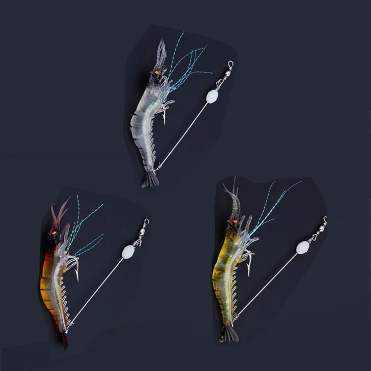 

Rikimaru Artifical Shrimp Luminous Built-in Hook Fishing Lure Glow Prawn Bait Smelly Hard