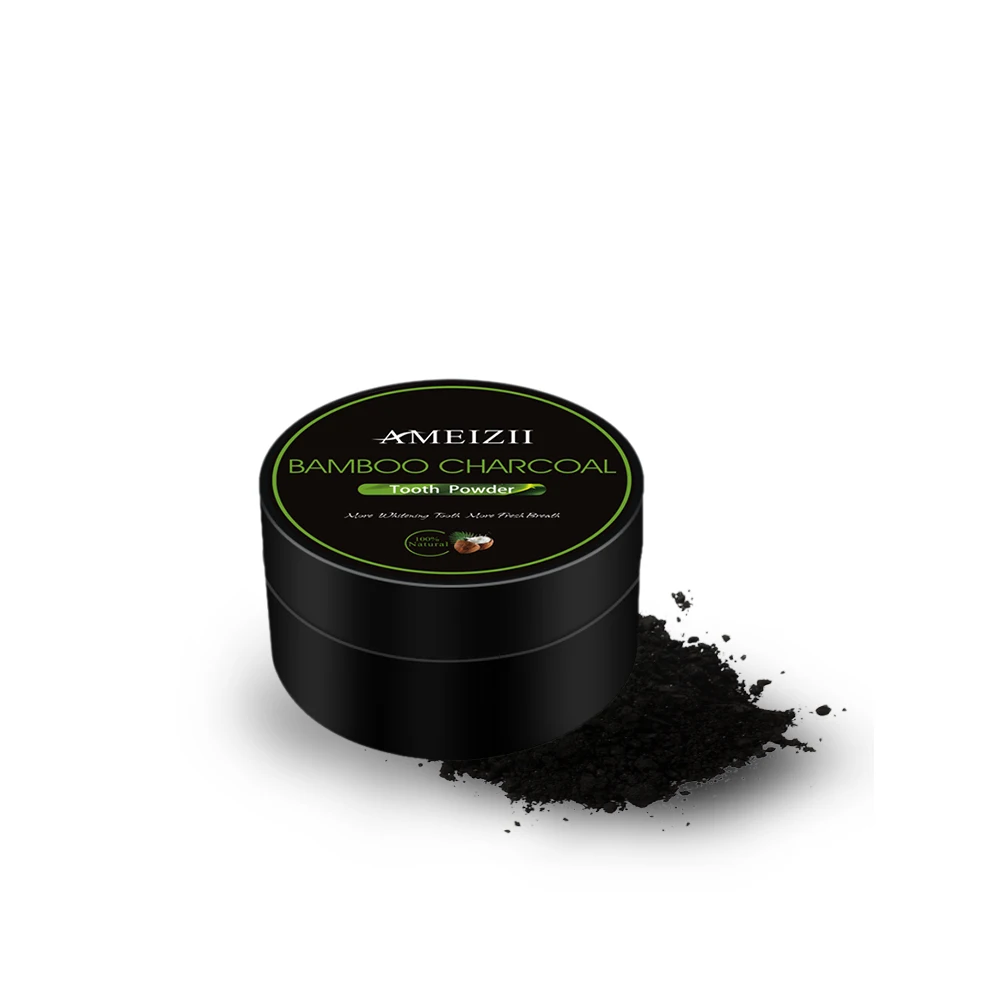 

Custom Logo Bamboo Charcoal Teeth Whitening Powder Dental Plaque Remover Blanqueamiento Dental Brush Teeth Black Powder Cleanser