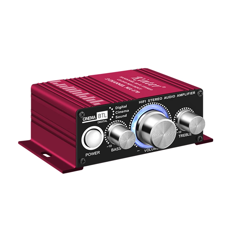 

Kinter MA-170 DC12V 2 Channel Home Mini Hifi Sound Audio Power amplifier Car Amplifiers, Black/red