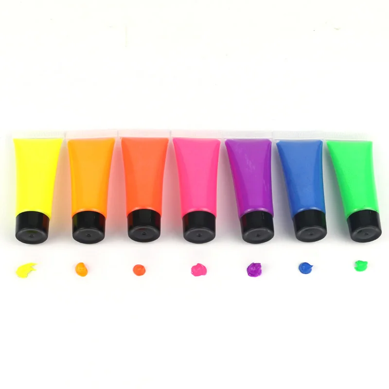 

paraben-free OEM 10ml Water based Vibrant UV glow neon color face paint Tube for party, 8 uv colors options