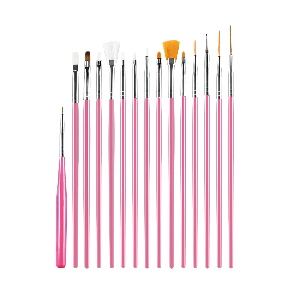 

COSCELIA 2021 New Professional High Quality 15Pcs Pink Nail Brush Set, Purple