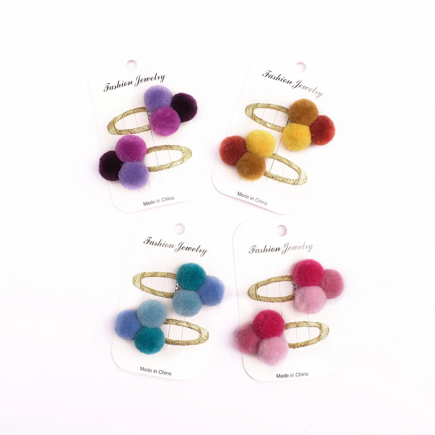 

Cute Handmade Children Favorite Gifts Headwear Pom Pom BB Hairpin Hair Clips Girls Hair Accessories Kids Sets For Girl