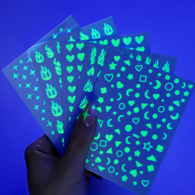 

nails art trendy 2021 Luminous Star moon flame glitter 3d nail decals decorations butterfly foil Nail stickers, Aurora colorful