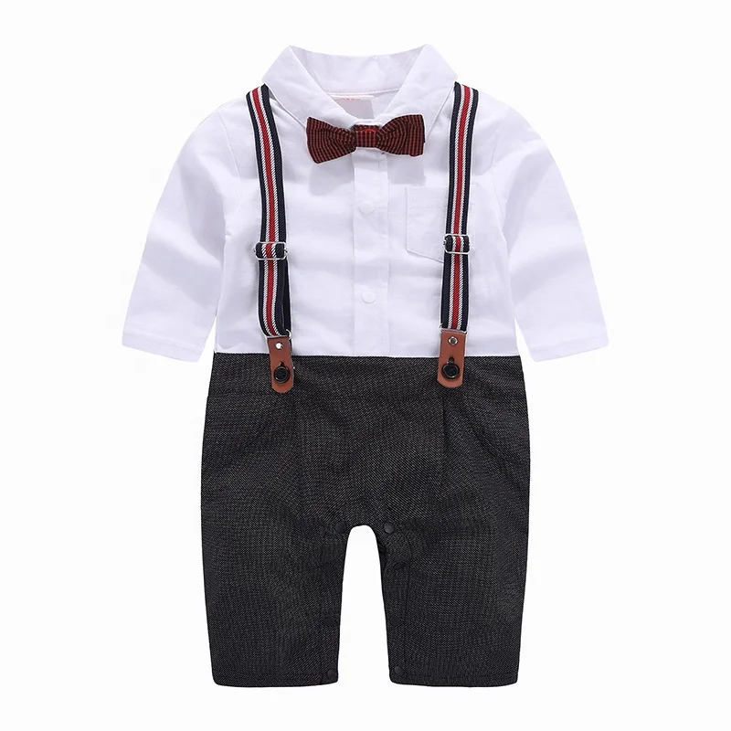 

Newborn Clothing Boy Boys Gentleman Bow Long Sleeve Jumpsuit Rompers