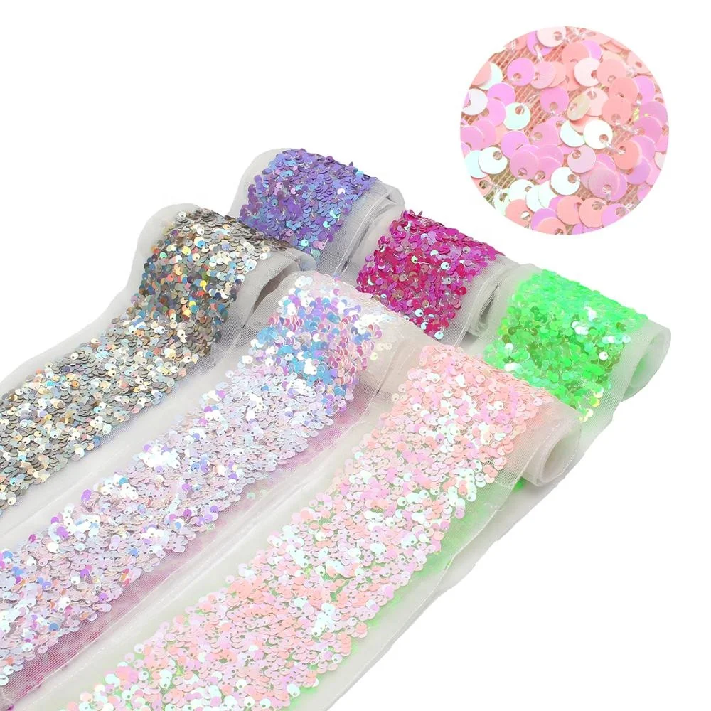 

Stock Sale Iridescent Glitter Tulle Back Scatter Sequin Fabric Ribbon Reversible