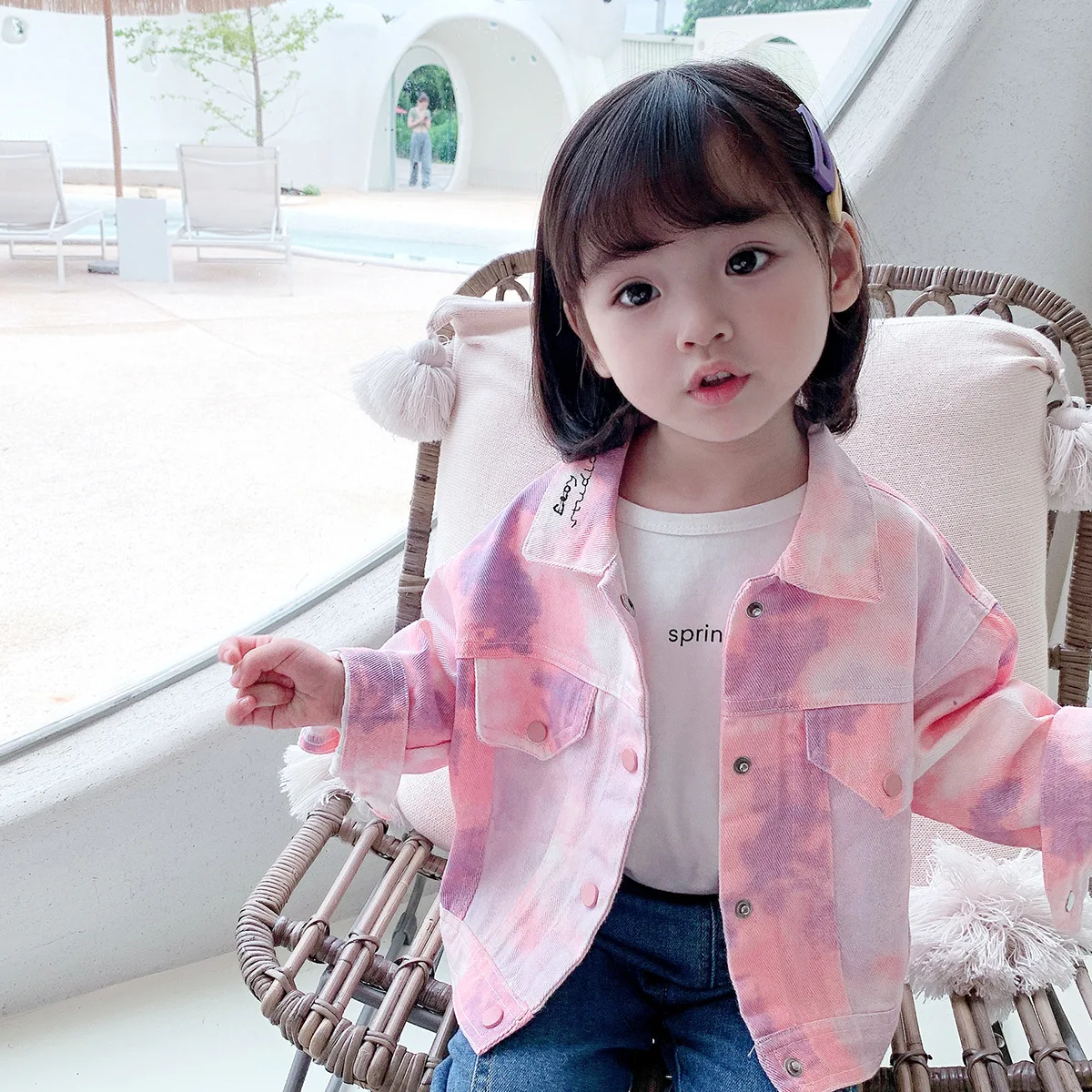 

Baby Girls Clothing Pastel Tie Dye Denim Jacket Fall Coat