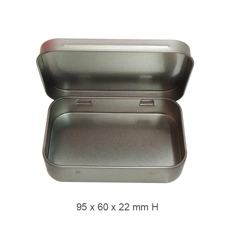 Plain Silver Rectangular Hinged Tin Box Mini Portable Box Small Storage ...