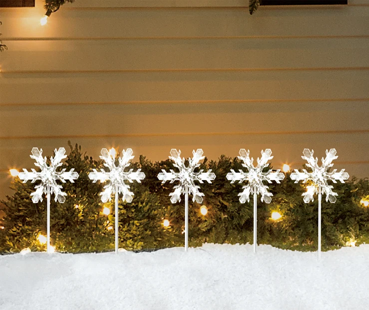 5PK 20IN 35L LED Snowflake Christmas Stake Lights for Yard & Garden factory