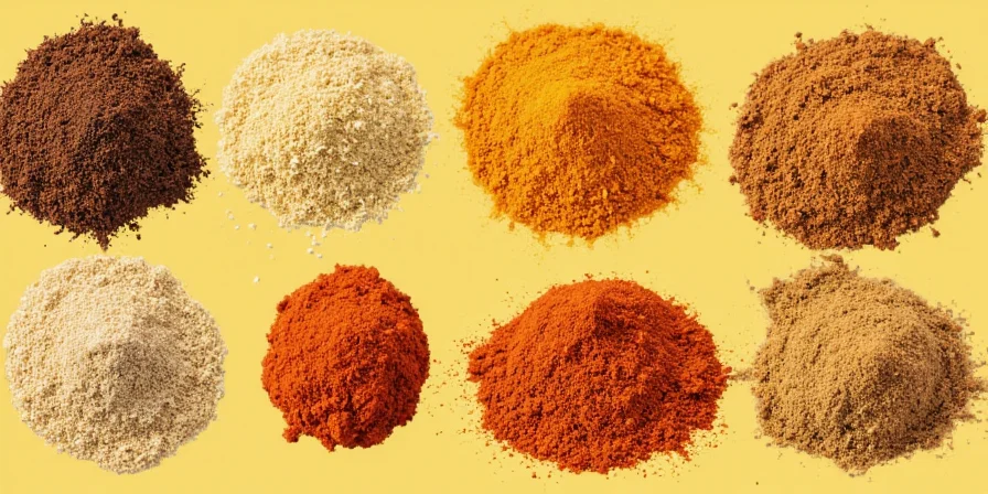 Spices being toasted in a pan alongside chopping herbs and veggies