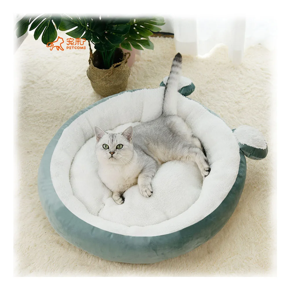 

PETCOME AliExpress Best Sell Fancy Novelty Furry Oval Calming Cat Sofa Bed Dog, As picture