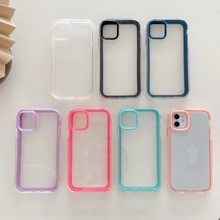 

New Arrival Candy Color 3in1 Detachable Style Ultra Thin Transparent TPU PC Mobile Cell Phone Back Cover Case For Iphone 13