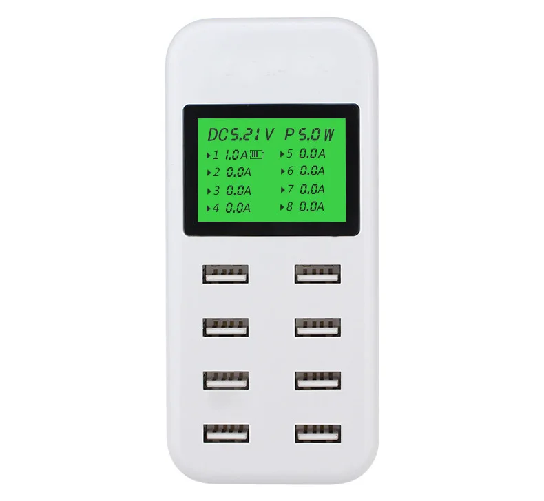 

8 Ports Smart USB Charger Hub with LCD Display 40W Fast USB Charging Station Wall Travel Charger for Phones Tablets, White