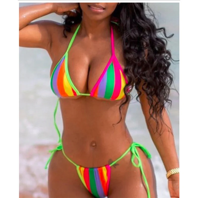 

Amazon hot style 2020 new swimsuit AliExpress ebay foreign trade rainbow sexy bikini bikini