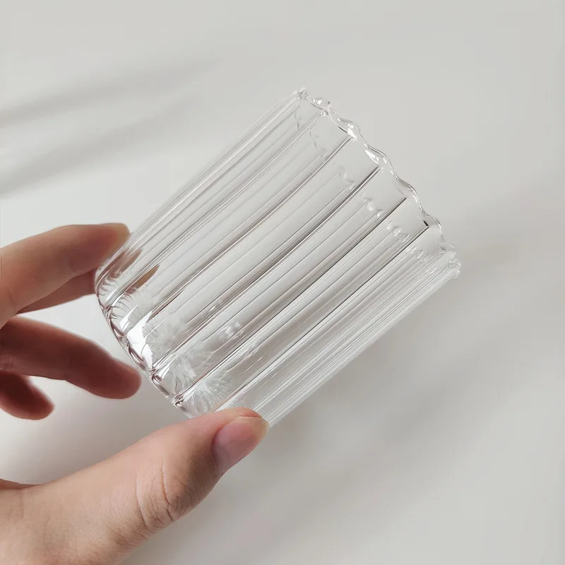 

High Borosilicate Glass Ripple Cup Nordic Style Glasses Tumbler Cup