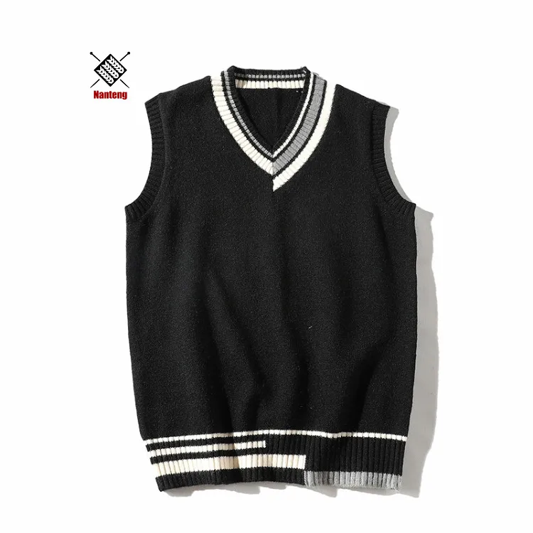 

High Quality Oversized Sleeveless Wool Sweater Custom Knitted Vest Men