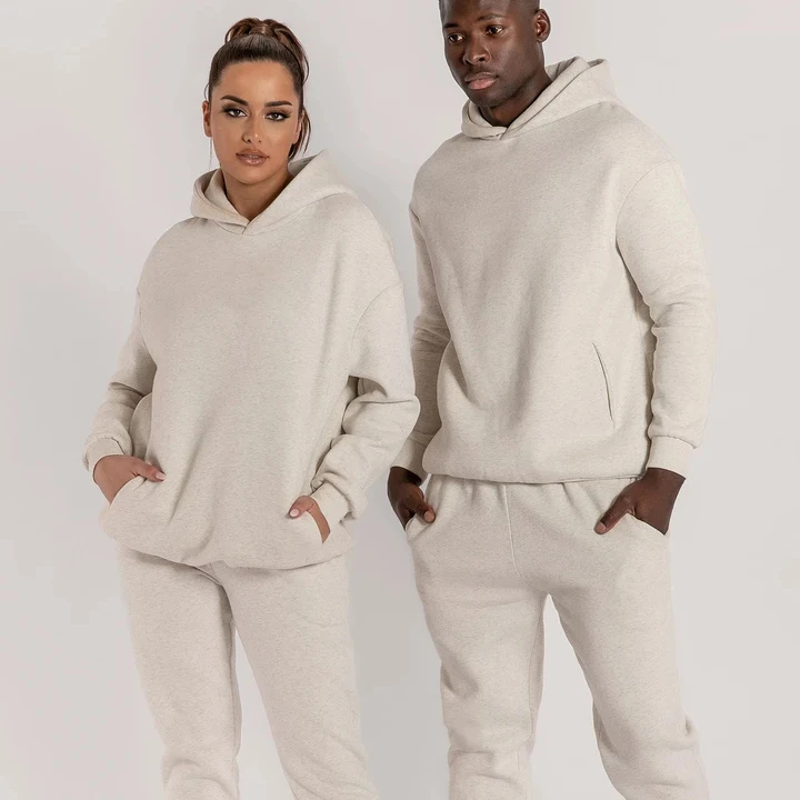 

Casual Solid Long Sleeve Hoodies Unisex and Sweat Pants Two Piece Hoodie Sets Women Tracksuit Set, As picture