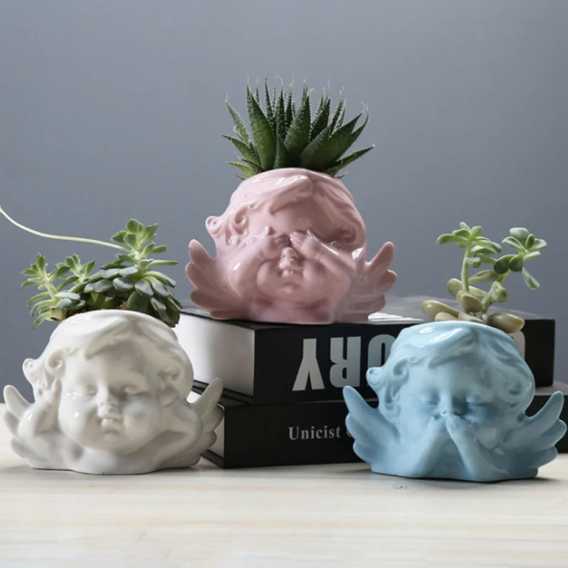 

Angel Statue Succulent Flower Pot Office Decoration Garden Desk Home Decor