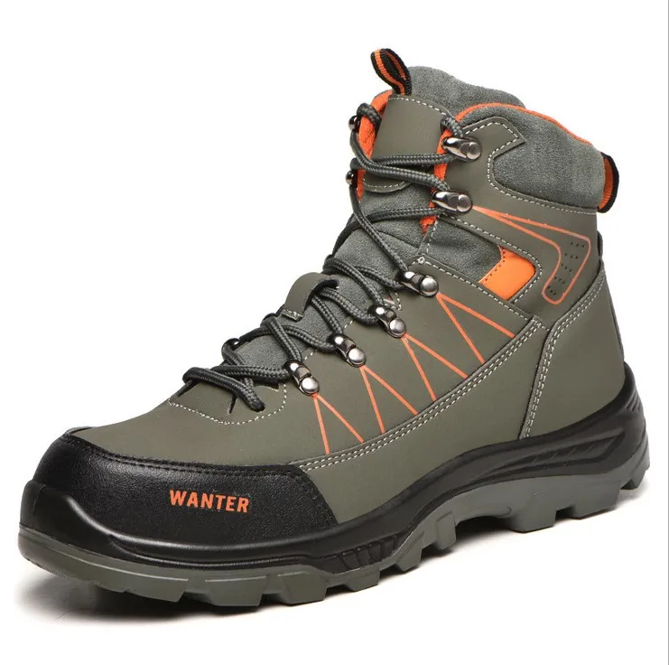 

Winter high cut slip resistant high cut steel toe insert safety shoes security boots Genuine Leather Men Safety Shoes