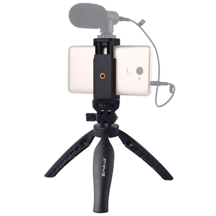 

Desk Plastic Tripod Mount with Phone Clamp & Adjusting Tripod Head for Smartphones, Black