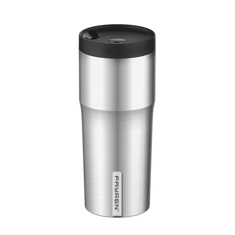 

304 Stainless steel thermos cup vacuum travel portable coffee mug with lid milk tea hot drink cup car cup can be customized logo, Sliver