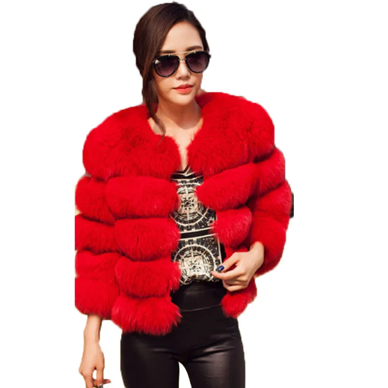 

New Winter Coat Jacket clothes Women Faux Fox Fur Coat Fashion Short Style Fake Fur woman outerwear for Lady Plus Size Coats, Picture