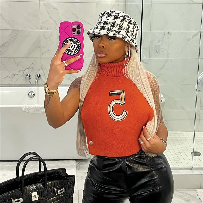 

CS043 New arrival fashion crop top side cutout women sweater vest sexy knitted sweater, Picture