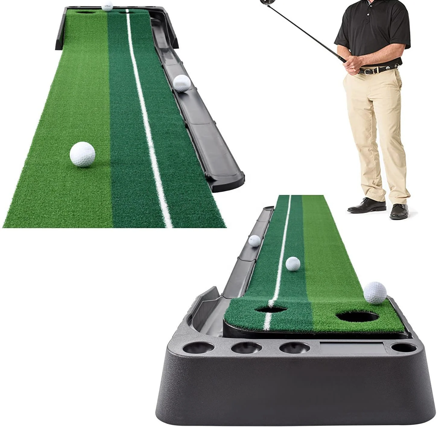 

Wholesale Indoor Golf Putting Green Portable Mat with Auto Ball Return Function Mini Golf Practice Training Aid