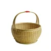 Wholesale Eco-friendly Round Woven Bamboo Gift Fruit Vegetable Shopping Basket Storage Hamper hand-weaving oval picnic baskets
