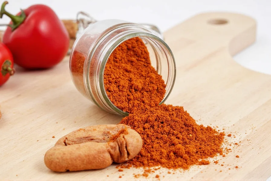 Pimento spice in a wooden spoon on a rustic background