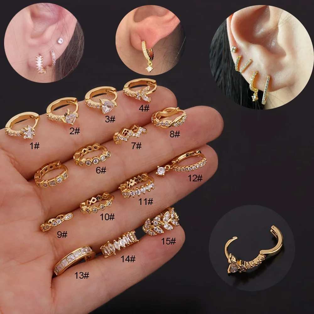 

Steel Clip on Earrings Zircon Ear Hoop Ring Pierced Earrings Ring Fashion Women Knot Earrings punk rock ear cuff Body Piercing