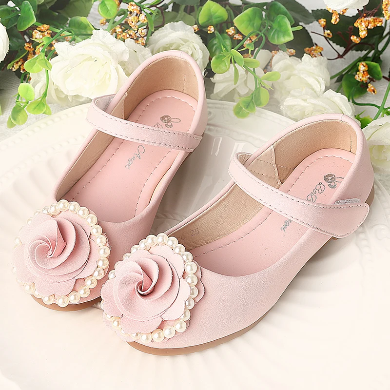 

Custom Kids Baby Shoes Fancy Princess Flower Pearls Baby Girl Shoes Leather Summer Light Winter OEM And Toddler Spring Shoes