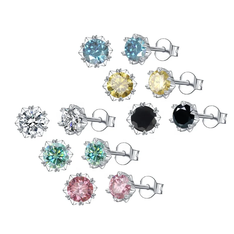 

Abiding Snowflake Stud Ear Ring 925 Sterling Silver Jewelry 5mm Diamond Moissanite Earrings For Women