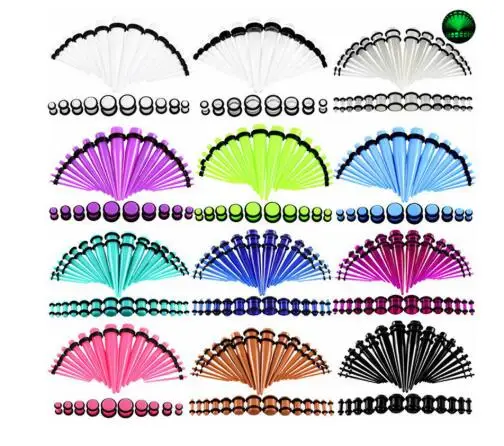 

36pcs/lot Acrylic Ear Gauge Taper and Plug Stretching Kits Ear Flesh Tunnel Expansion Body Piercing Jewelry 14G-00G suit